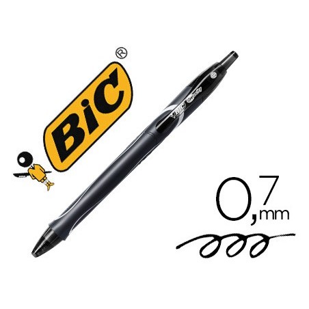 Boligrafo bic gelocity quick dry retractil tinta gel negro punta de 0,7 mm