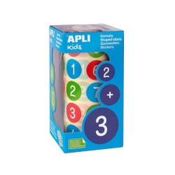 Gomets apli autoadhesivo redondo numeros 20 mm diametro multicolor rollo de 900 unidades