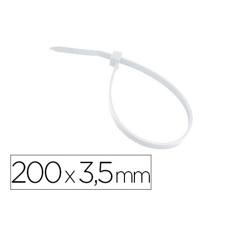 Brida 3m para interior blanca 200x3,5 mm bolsa de 100 unidades