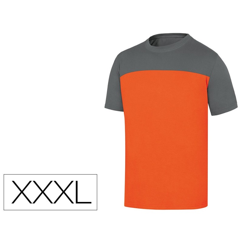 Camiseta de algodon deltaplus color gris/naranja talla 3xl