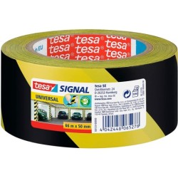Cinta adhesiva tesa de seguridad amarilla y negra polipropileno 66 mt x 50 mm