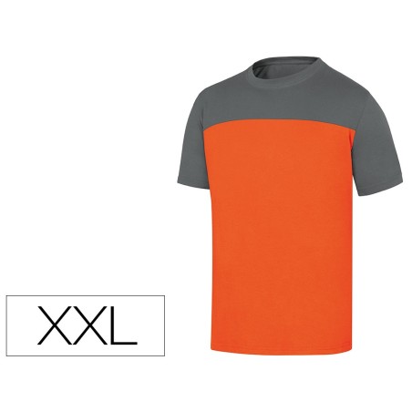 Camiseta de algodon deltaplus color gris/naranja talla xxl