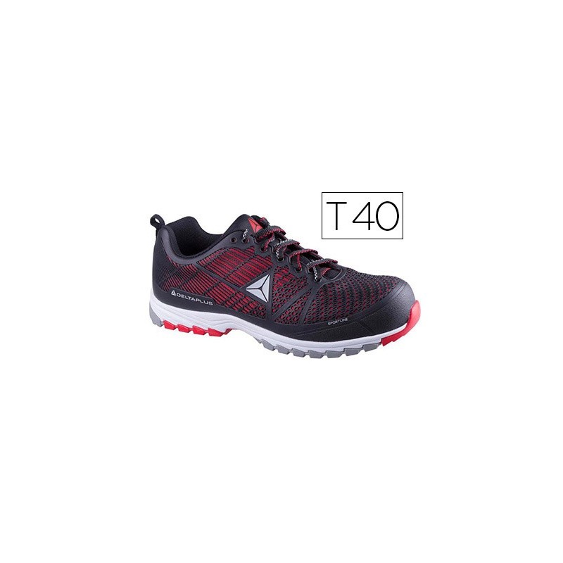 Zapatos de seguridad deltaplus de poliuretano y malla aireada s1p negro y rojo talla 40 Zapatos de seguridad deltaplus de poliuretano y malla aireada s1p negro y rojo talla 40