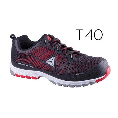 Zapatos de seguridad deltaplus de poliuretano y malla aireada s1p negro y rojo talla 40