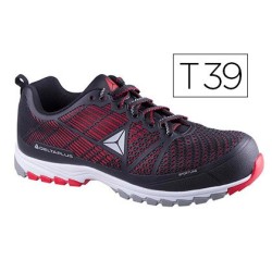 Zapatos de seguridad deltaplus de poliuretano y malla aireada s1p negro y rojo talla 39