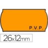 Etiquetas meto onduladas 26x12 mm pvp naranja fluor adh.2 rollo 1500 etiquetas