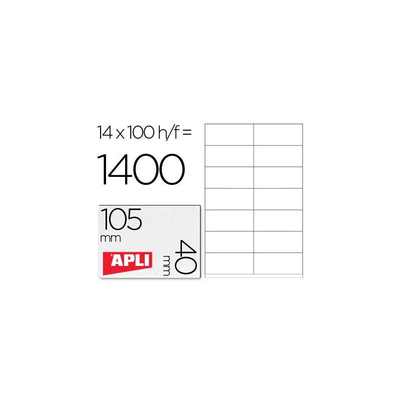 Etiqueta adhesiva apli 1275 tamaño 105x40 mm -fotocopiadora -laser -ink-jet-caja con 1400 etiquetas