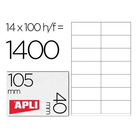 Etiqueta adhesiva apli 1275 tamaño 105x40 mm -fotocopiadora -laser -ink-jet-caja con 1400 etiquetas
