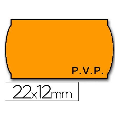 Etiquetas meto onduladas 22x12 mm pvp naranja fluor removible rollo 1500 etiquetas