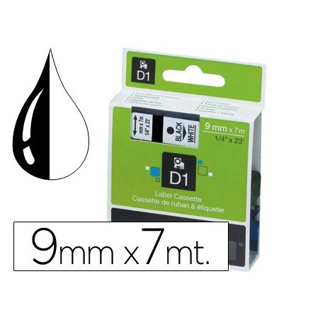 Cinta dymo 1000 9 mm negro-blanco d1