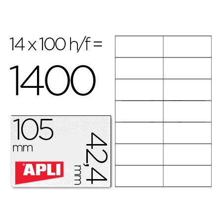 Etiqueta adhesiva apli 1277 tamaño 105x42.4 mm -fotocopiadora -laser e inkjet-caja con 1400 etiquetas
