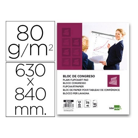 Bloc congreso liderpapel liso 630x840 mm 255 hojas 80g/m2