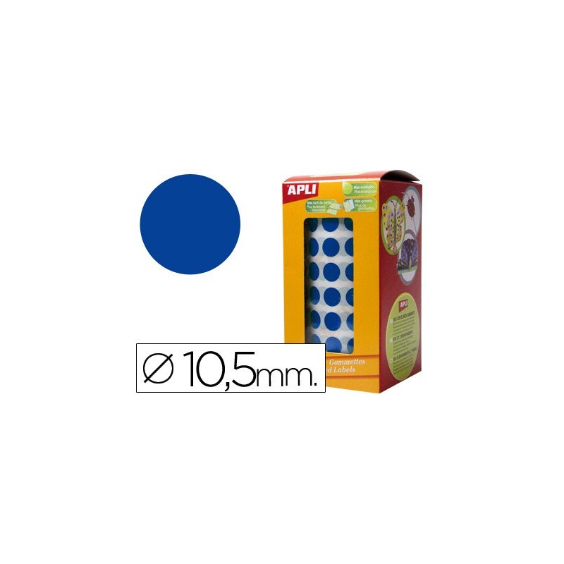 Gomets autoadhesivos circulares 10,5mm azul rollo de 5192 unidades