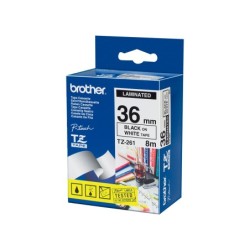 Cinta brother tze261 blanco-negro 36mm longitud 8 mt