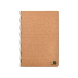 Cuaderno espiral liderpapel din a4 ecouse tapa cartulina kraft 80h papel reciclado 80 gr cuadro 4 mm con margen