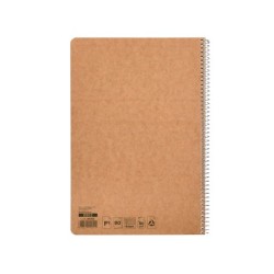 Cuaderno espiral liderpapel din a4 ecouse tapa cartulina kraft 80h papel reciclado 80 gr cuadro 4 mm con margen