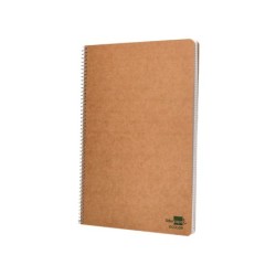 Cuaderno espiral liderpapel din a4 ecouse tapa cartulina kraft 80h papel reciclado 80 gr cuadro 4 mm con margen