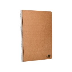 Cuaderno espiral liderpapel din a4 ecouse tapa cartulina kraft 80h papel reciclado 80 gr cuadro 4 mm con margen