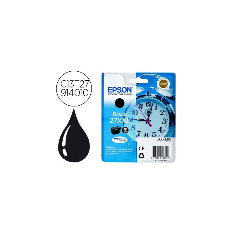 Ink-jet epson 27xxl wf3620 / 3640 / 7110 / 7610 / 7620 negro 2.200 pag