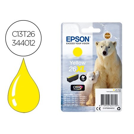 Ink-jet epson 26xl xp-600 / 605 / 700 / 800 amarillo 700 pag
