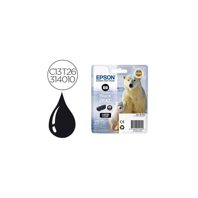Ink-jet epson 26xl xp-600 / 605 / 700 / 800 negro 700 pag