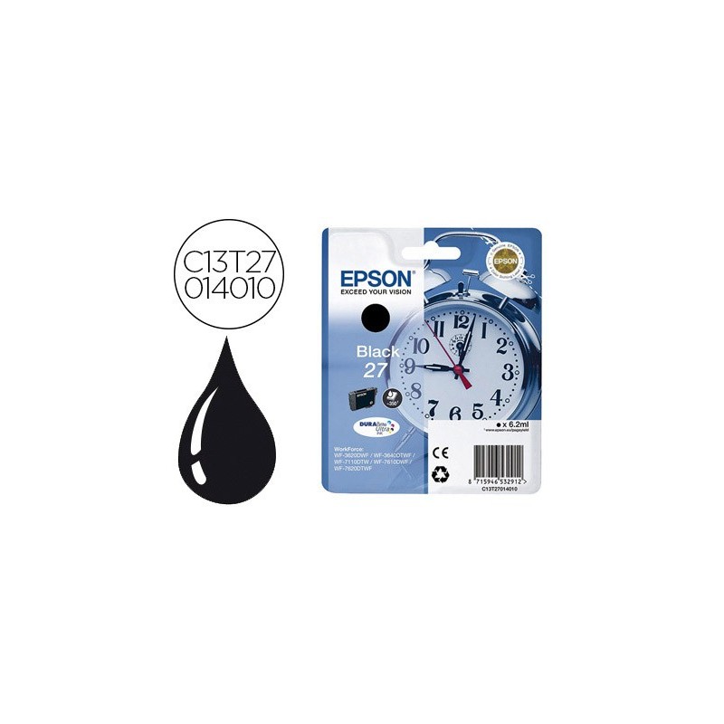 Ink-jet epson 27 wf 3620 / 3640 / 7110 / 7610 / 7620 negro 350 pag