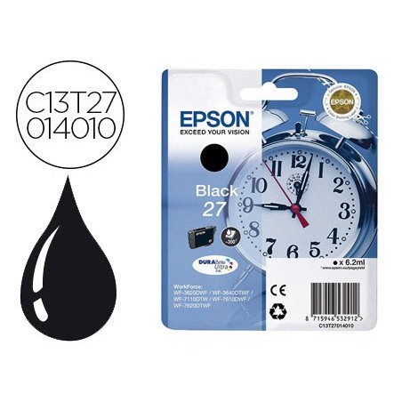 Ink-jet epson 27 wf 3620 / 3640 / 7110 / 7610 / 7620 negro 350 pag