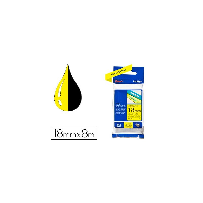 Cinta brother tze-641 amarillo-negro 18mm