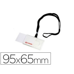Identificador con cordon plano negro grafoplas 65x95 mm con apertura lateral