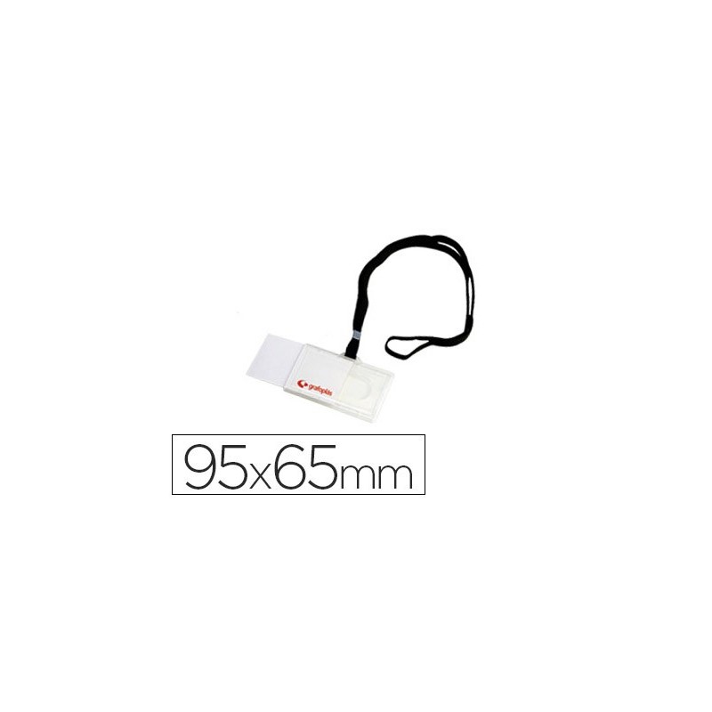 Identificador con cordon plano negro grafoplas 65x95 mm con apertura lateral