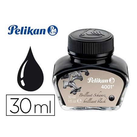 Tinta estilografica pelikan 4001 negro brillante bote 30 ml