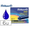 Tinta estilografica pelikan tp6 azul/negro caja de 6 cartuchos