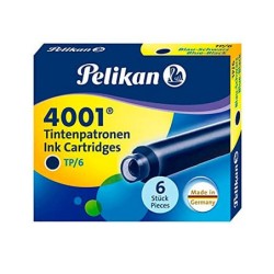 Tinta estilografica pelikan tp6 azul/negro caja de 6 cartuchos
