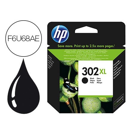 Ink-jet hp 302xl deskjet 1110 / 2130 / 3630 officejet 3830 / 4650 envy 4520 negro 480 pag