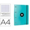 Carpeta con recambio antartik a4 cuadro 5mm forrada 4 anillas 25mm redondas color menta