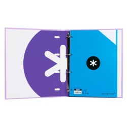 Carpeta con recambio antartik a4 cuadro 5mm forrada 4 anillas 25mm redondas color lavanda
