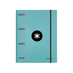 Carpeta con recambio antartik a4 cuadro 5mm forrada 4 anillas 25mm redondas color menta
