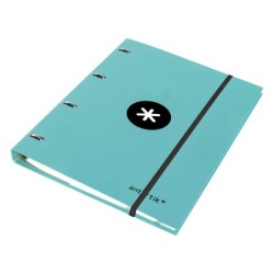 Carpeta con recambio antartik a4 cuadro 5mm forrada 4 anillas 25mm redondas color menta