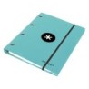 Carpeta con recambio antartik a4 cuadro 5mm forrada 4 anillas 25mm redondas color menta