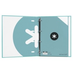 Carpeta con recambio antartik a4 cuadro 5mm forrada 4 anillas 25mm redondas color menta