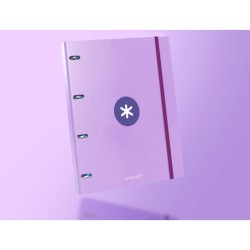 Carpeta con recambio antartik a4 cuadro 5mm forrada 4 anillas 25mm redondas color lavanda