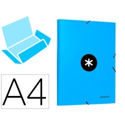 Carpeta antartik gomas a4 3 solapas carton forrado color azul