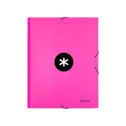 Carpeta antartik gomas a4 3 solapas carton forrado color rosa