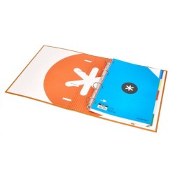 Carpeta con recambio antartik a4 cuadro 5mm forrada 4 anillas 40mm redondas con solapa color mostaza