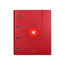 Carpeta con recambio antartik a4 cuadro 5mm forrada 4 anillas 40mm redondas con solapa color frambuesa