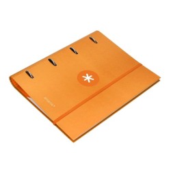 Carpeta con recambio antartik a4 cuadro 5mm forrada 4 anillas 40mm redondas con solapa color mostaza