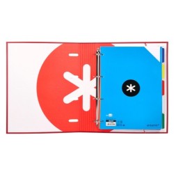 Carpeta con recambio antartik a4 cuadro 5mm forrada 4 anillas 40mm redondas con solapa color frambuesa