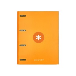Carpeta con recambio antartik a4 cuadro 5mm forrada 4 anillas 40mm redondas con solapa color mostaza