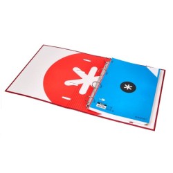 Carpeta con recambio antartik a4 cuadro 5mm forrada 4 anillas 40mm redondas con solapa color frambuesa