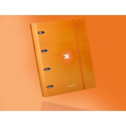Carpeta con recambio antartik a4 cuadro 5mm forrada 4 anillas 40mm redondas con solapa color mostaza